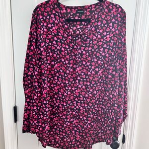 Torrid Black and Pink Heart Pattern Blouse